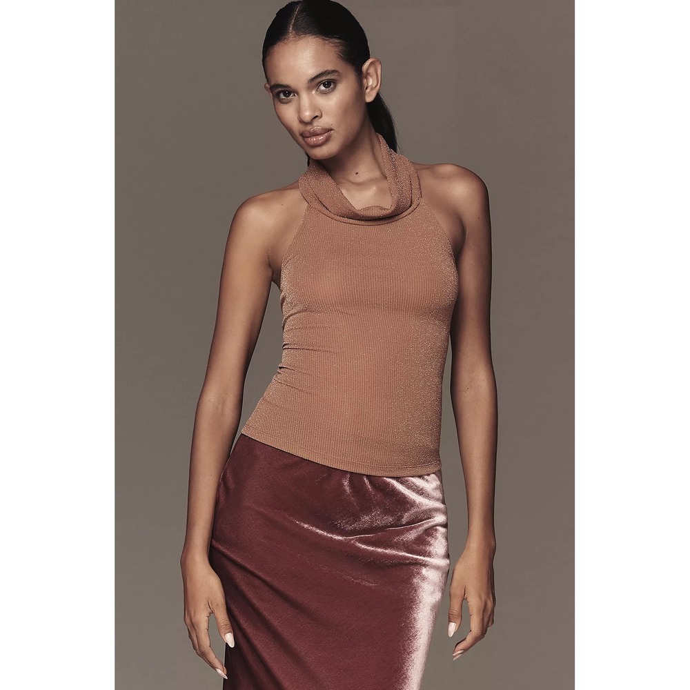 Pilcro Anthropologie Halter Cowl-Neck Tank‎ Top Copper Size L